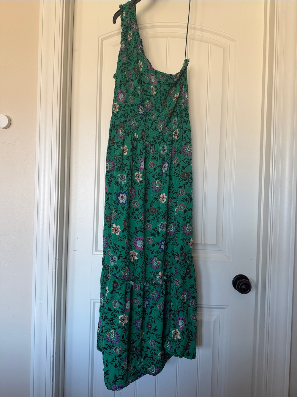 Knox Rose Emerald Green One-Shoulder Floral Maxi Dress